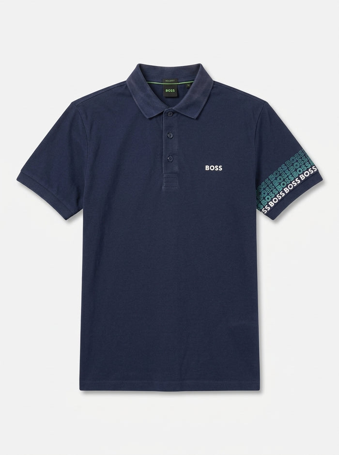 BOSS Polo Regular Fit con puños estampados